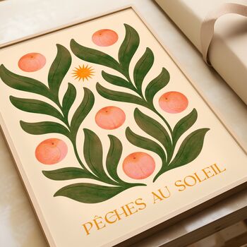 Peaches Botanical Floral Art Print Poster, 3 of 4
