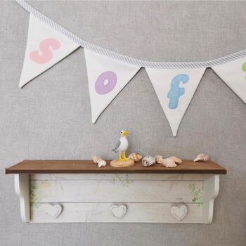 Summer House Bunting Flags, Pastel Rainbow Fabric Bunting, Personalised Name Banner For Child's Bedroom, Decorative Garland, 4 of 9