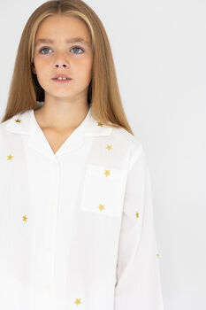 Personalised Girl's Gold Star Embroidered Cotton Pyjamas, 2 of 10