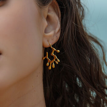 Melting And Dripping Irregular Gold Hoop Earrings, 3 of 9