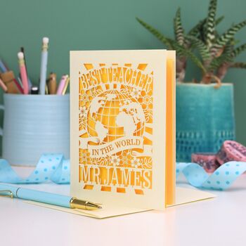 Personalised Papercut Best Teacher In The World Card, 7 of 7