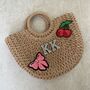 Personalised Ada Bow And Cherry Half Moon Wicker Basket Drawstring Bag, thumbnail 1 of 5