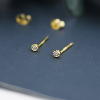 Extra Tiny 2mm Cz Stud Earrings, 8 of 12