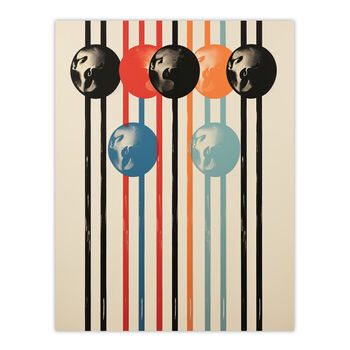 Abstract Orbs Simple Stripes Mid Century Wall Art Print, 5 of 6