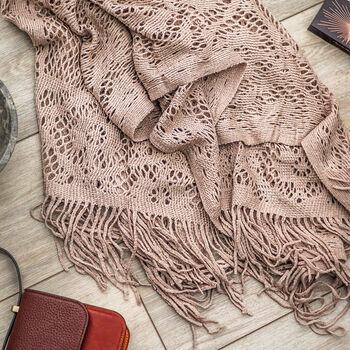 Cream Knitted Butterfly Back Kimono With Tassels, 3 of 3