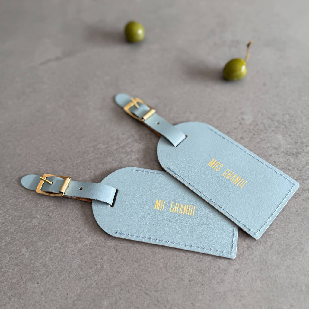 Something Blue Wedding Leather Luggage Tag, 1 of 7