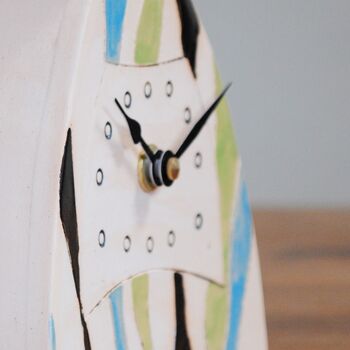 Ceramic Mantel Clock With Blue And Green Details, 4 of 7