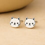 Sterling Silver Cat Stud Earrings, thumbnail 1 of 9