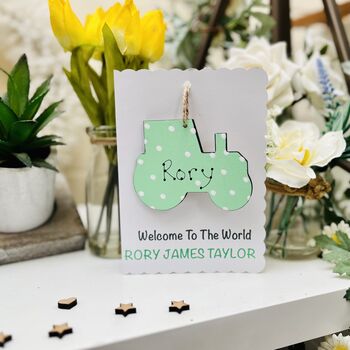 Personalised New Baby Girl Welcome World Keepsake Card, 4 of 8