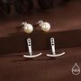 Sterling Silver Natural Freshwater Pearl And Bar Jacket Earrings, thumbnail 2 of 12