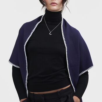 Triangle Blanket Stitch Blue Scarf, 2 of 5