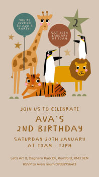 Zoo Safari Theme Digital Party Invitation, 2 of 2