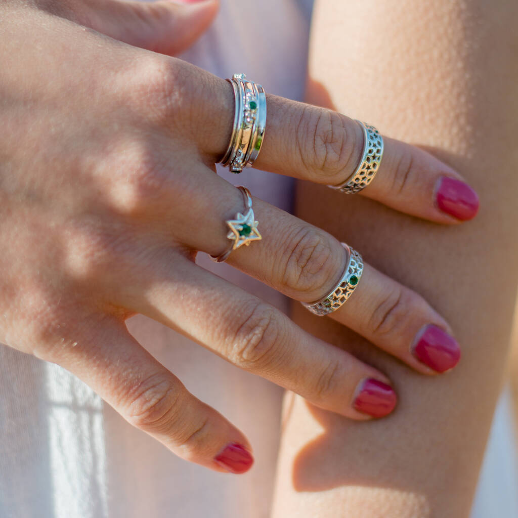 Amber Star Emerald Silver Midi Ring Or Toe Ring By Charlotte's  Jewellery