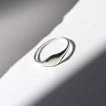 Sterling Silver Oval Pinky Signet Ring, 7 of 9
