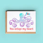 Octopus Anniversary Or Valentine Card, thumbnail 1 of 2