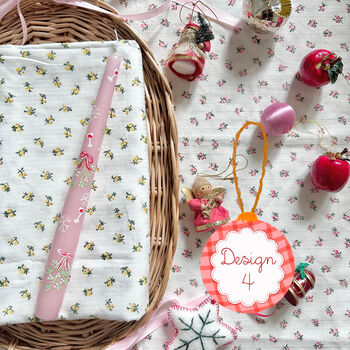 Hand Painted Pink Christmas Taper Candles, 4 of 6