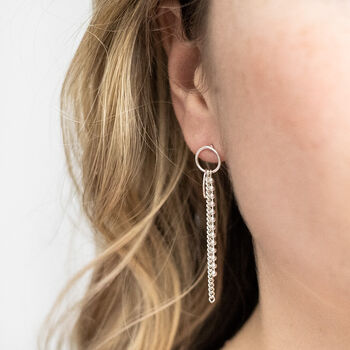 Sterling Silver Curb And Bead Dangly Studs, 3 of 6