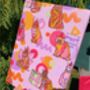 Pink Cat Christmas Gift Wrap And Lime Green Tag, thumbnail 3 of 4