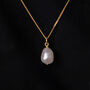 Yellow Gold Plated Baroque White Freshwater Pearl Necklace, thumbnail 3 of 12