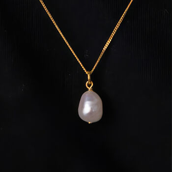 Yellow Gold Plated Baroque White Freshwater Pearl Necklace, 3 of 12