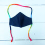 Kids Denim Face Mask With Rainbow Tie, thumbnail 7 of 11