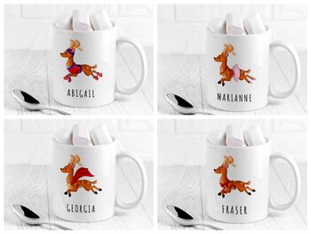 Personalised Reindeer Christmas Mug, 2 of 12