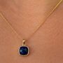Gold Lapis Lazuli Pendant Necklace, thumbnail 8 of 9