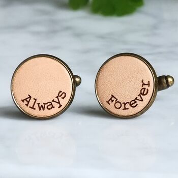 Personalised Curve Engraved Real Leather Cufflinks, 5 of 12