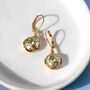Iridescent Green Square Earrings With Swarovski Crystal, thumbnail 1 of 3