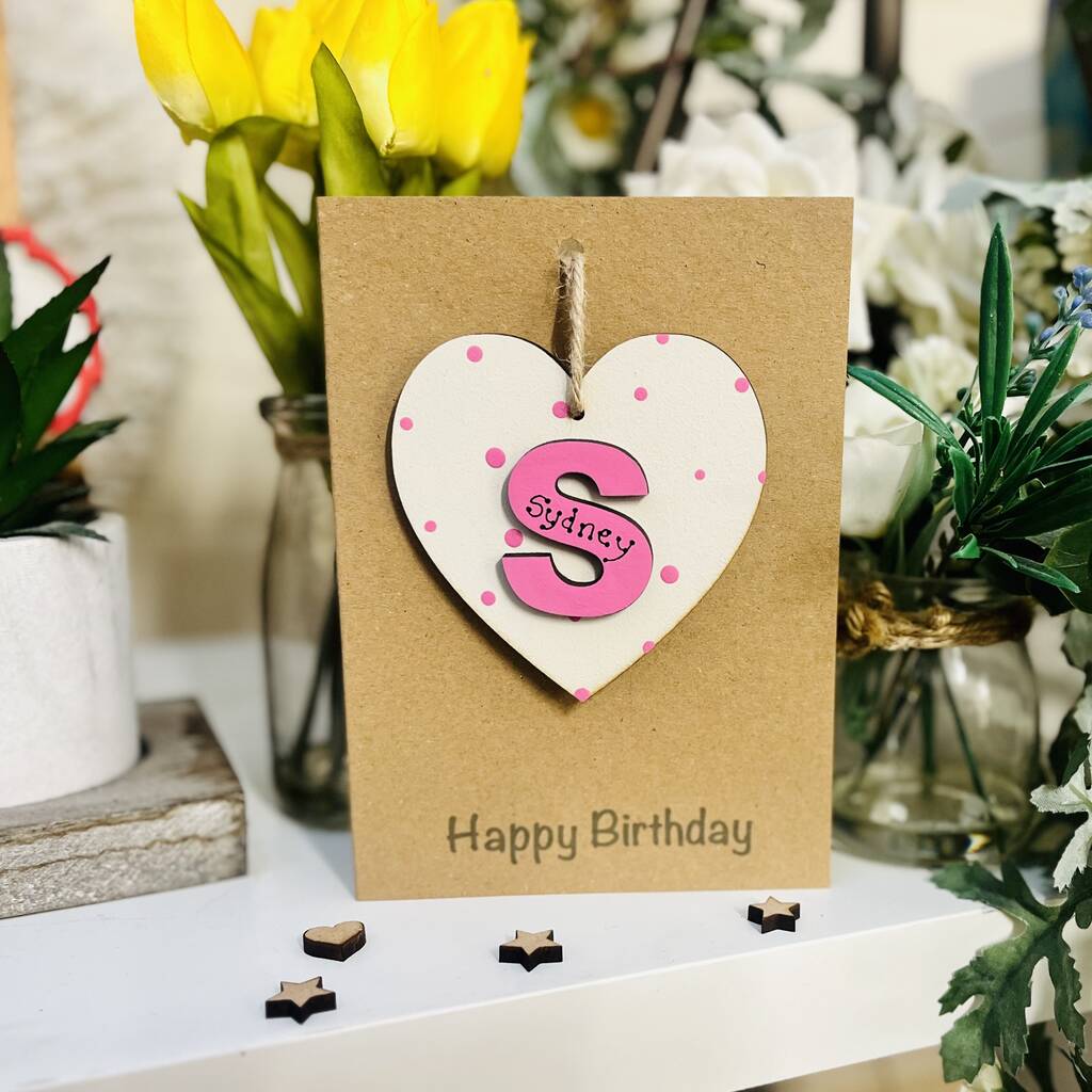 Personalised Alphabet Heart Birthday Keepsake Card