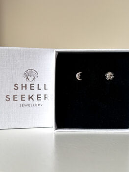 Sun And Moon Sterling Silver Stud Earrings, 3 of 5