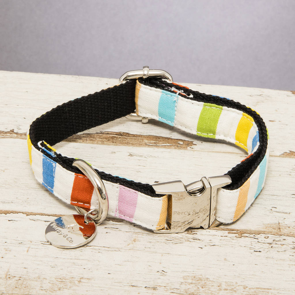 The Thurlestone Pastel Striped Dog Collar, 1 of 4