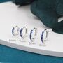 Sterling Silver Sapphire Blue Cz Huggie Hoop Earrings, thumbnail 1 of 12