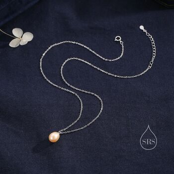 Natural Pink Pearl Necklace In Sterling Silver, 4 of 8