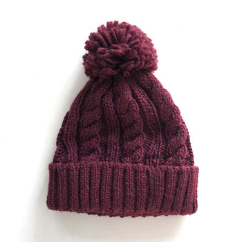 Fleece Lined Thick Cable Knit Bobble Hat, 3 of 6