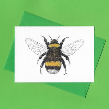 Hand Drawn Bumblebee Illustrated Blank Greeting Card, 3 of 10