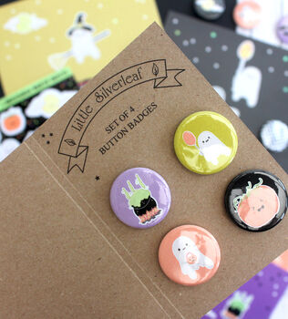 Halloween Button Badges, Pack Of Four, 3 of 9