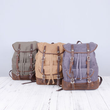 Canvas Backpack With Leather Detail, 10 of 12