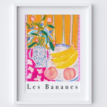 Banana And Vase Art Print Watercolour Pastel Poster, 3 of 4