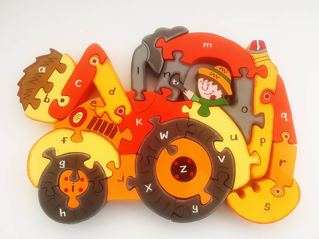 Handmade Wooden Alphabet Digger Puzzle, 1 of 3