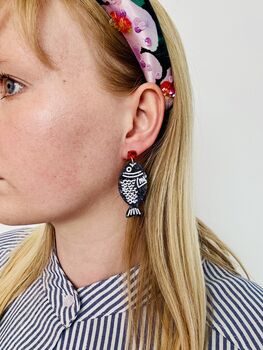 Soy Sauce Fish Glitter Dangle Earrings / Funny Gift For Sushi Lovers, 6 of 6