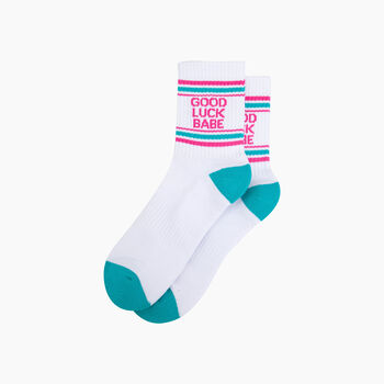 Good Luck Babe Organic Cotton Sports Socks In White, 3 of 4