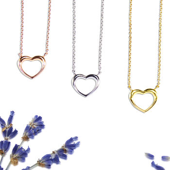 Plain Heart Necklace Rose Or Gold Plated 925 Silver, 3 of 9