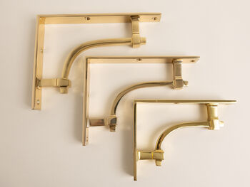 Polished Brass Vintage Style Solid Brass Shelf Brackets, 4 of 8