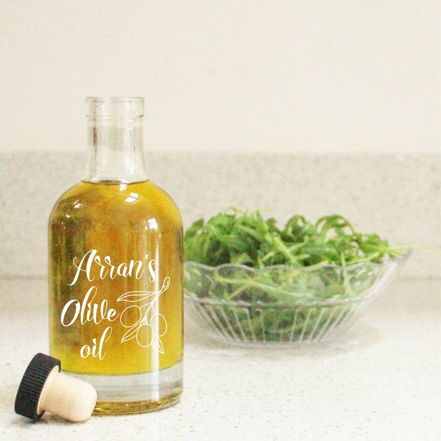 Personalised Olive Oil Glass Bottle Decanter By Copper And Sable