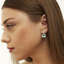 Sterling Silver Enamel Clover Earrings Turquoise, thumbnail 4 of 8