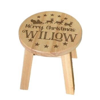 Custom Engraved Wooden Christmas Stool For Children, 2 of 3