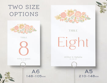 Wedding Table Numbers In Sage And Peach, 2 of 3