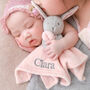Personalised Grey Bobble Blanket And Pink Bunny Comforter Set, thumbnail 2 of 8
