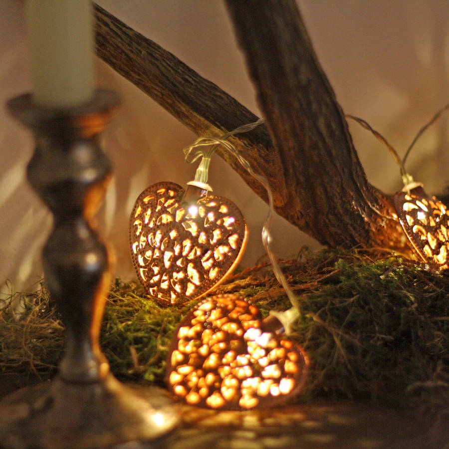 ornate copper heart string of lights by the wedding of my dreams notonthehighstreet.com
